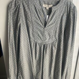 Loft Long Sleeve V-neck Blouse Size M